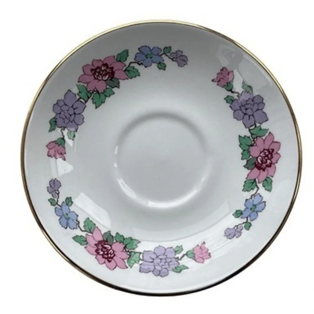 Staffordshire Cathay Fine Bone China Trio‎ Set Cup Saucer Plate Peacock Floral